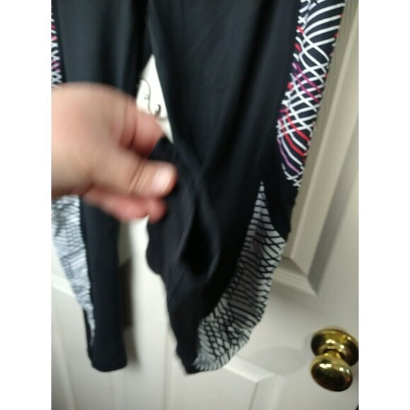 Free2be Black Breathable Leggings Side Multi Color Stripes. Size L - Picture 6 of 13